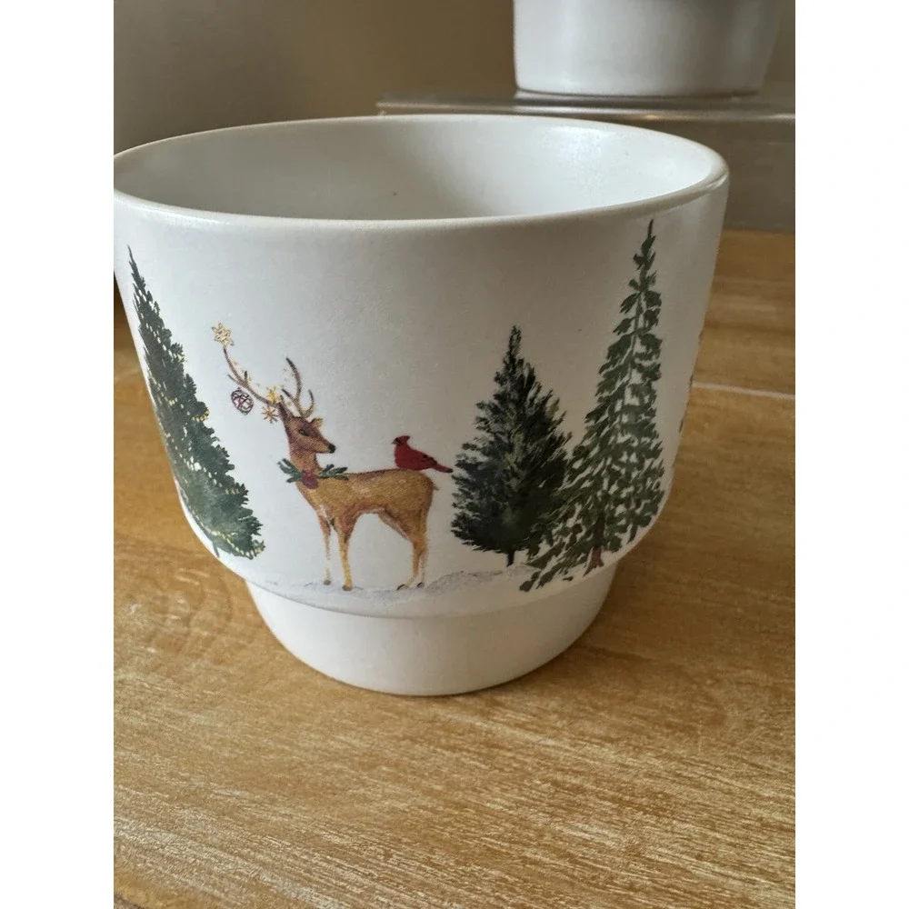 2023 Pottery Barn Christmas in the Country Stacking 4Mugs Holiday Stoneware